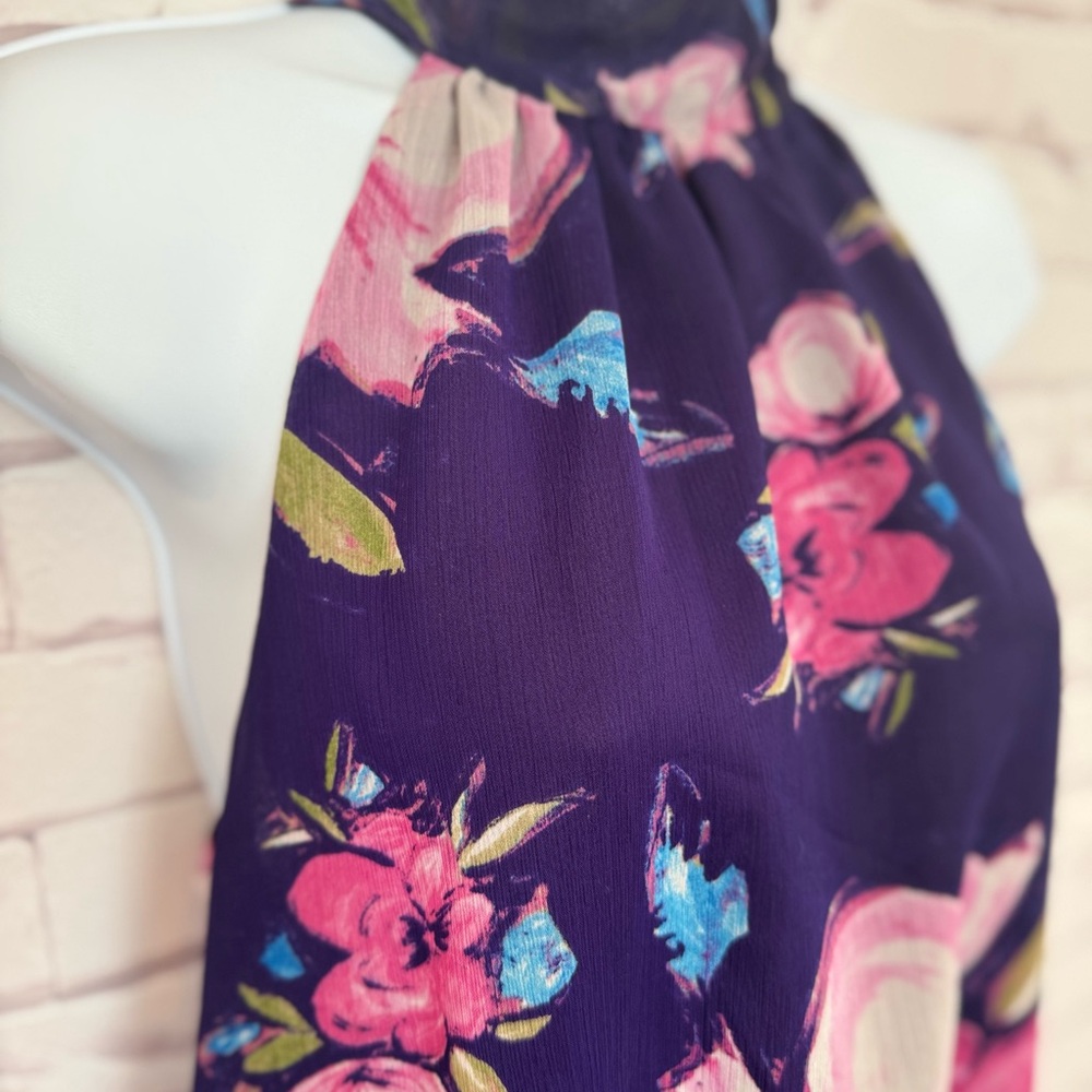 Forever 21 Halter Blouse Purple Pink Floral